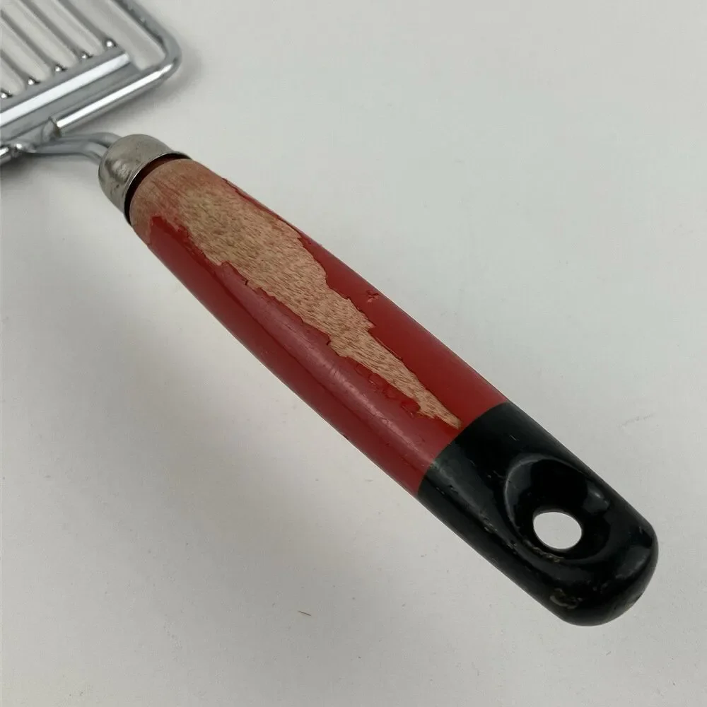 Vintage MCM Tomato Holland Red/Black Wood Handle Tomato Slicer 10 Blade EUC